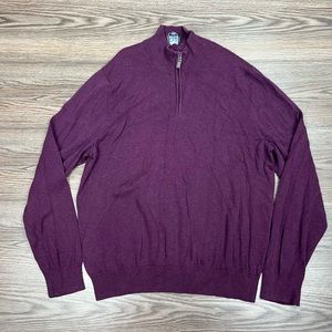 Jos A Bank Travelers Merlot Purple 1/4 Zip Pullover Sweater L